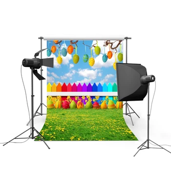 

1.5MX2.2M Easter photography backdrops vinyl cloth background digital printed with muiti-colored eggs and flowers GE-043