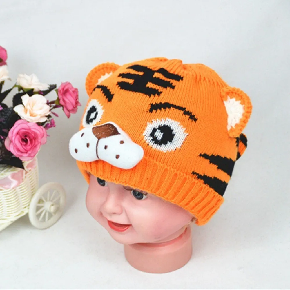 Lovely 1pcs Baby Girls Boys Kids Toddlers Crochet Knit Cute Tiger Hat