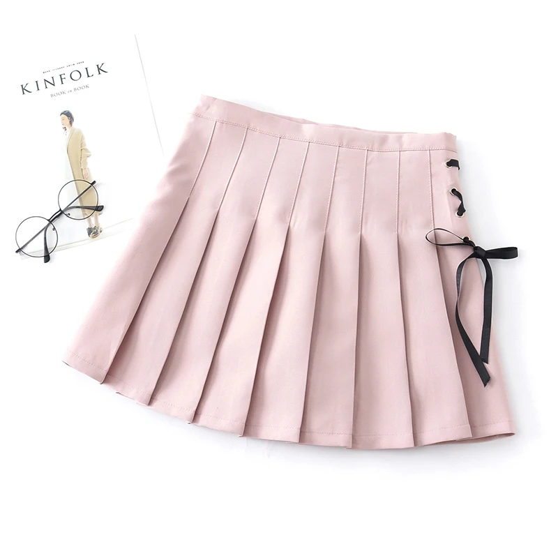 Sexy Preppy Style 2019 Summer And Autumn Chic Skirt Pleated Solid With Bow Above Knee Sweet Empire Waist All-Match Skirts Sexy Preppy Style 2019 Summer And Autumn Chic Skirt Pleated Solid With Bow Above Knee Sweet Empire Waist All-Match Skirts