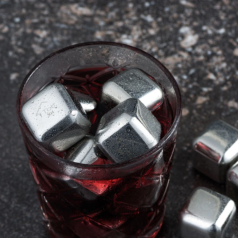 8PCS 304 Stainless Steel Ice Cube Reusable Cooling Stone For Vodka Whiskey Stone Whiskey Beer Summer Drink Cooling Accessories