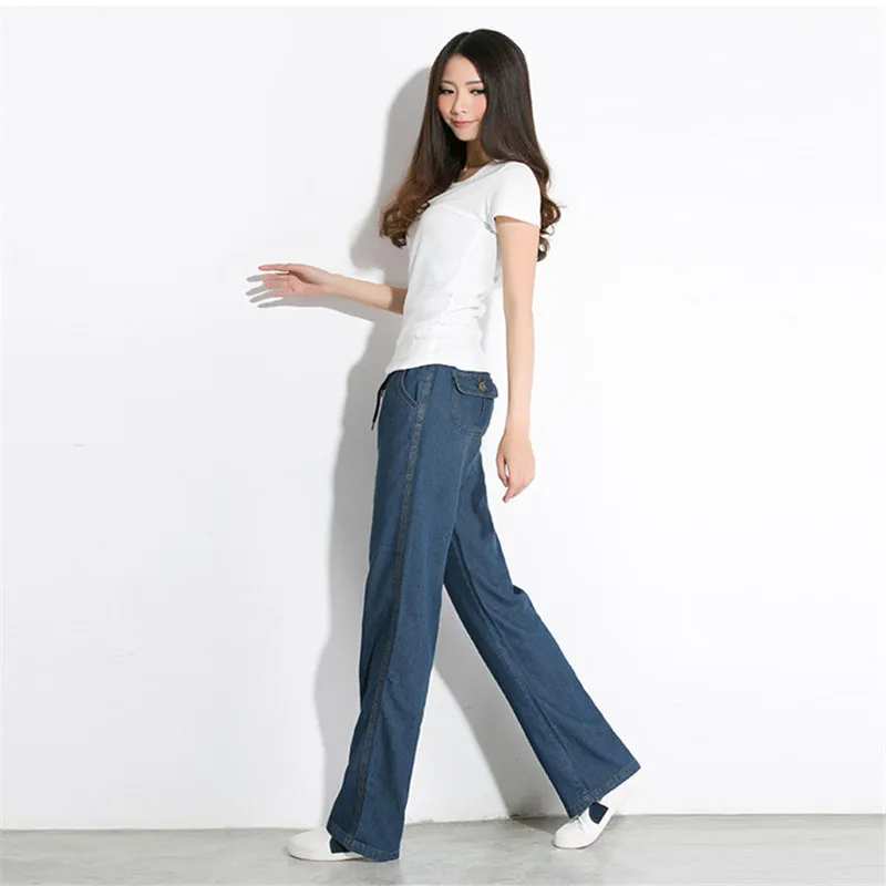 2018 Spring And Summer High Waist Jeans Thin Loose Wide Leg Plus Size Jeans Women's Denim Pants pantalones jeans de mujer Q19