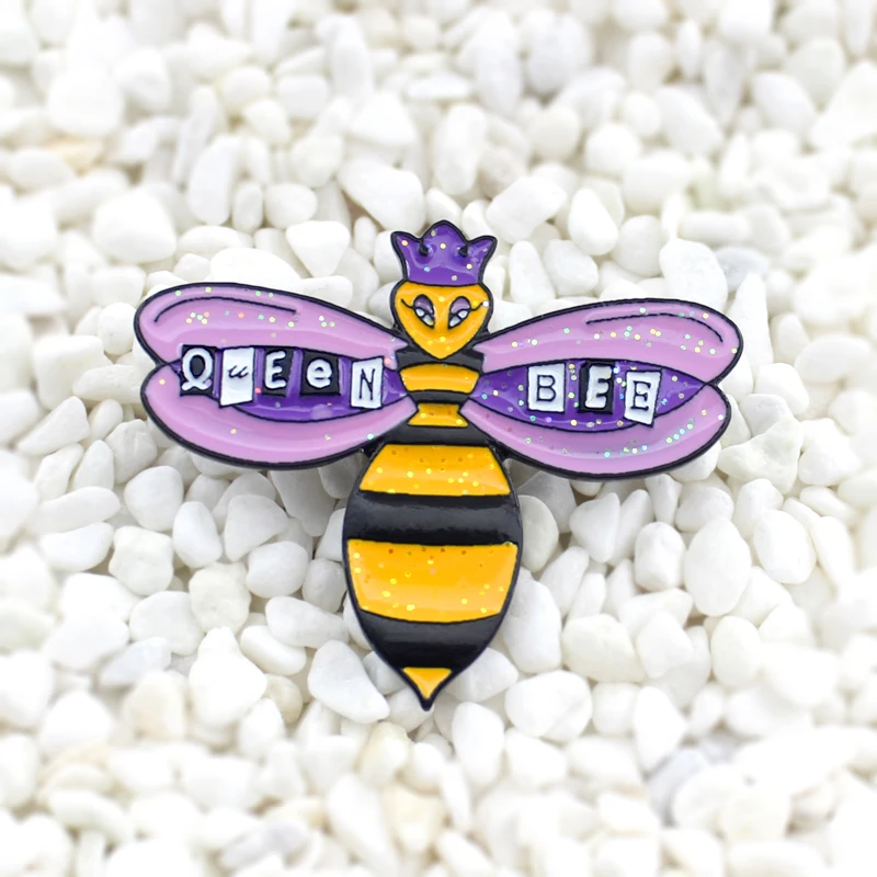 

Mean Girls Queen Bee Pin Cartoon purple Crown All over Shining bee Queen brooch Lapel pin Denim shirt backpack Accessories