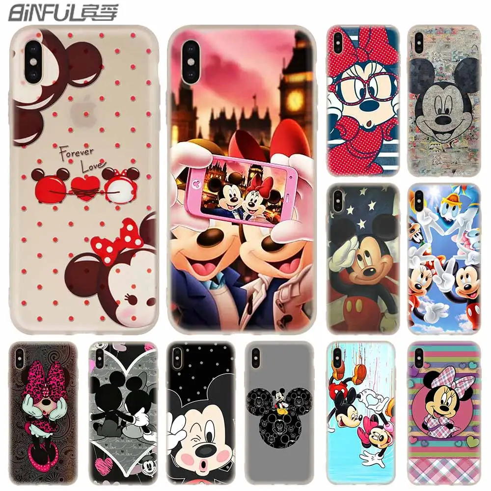 

Cases Silicone soft Cover for iPhone 11 Pro X XS Max XR 6 6S 7 8 Plus 5 4S SE mickey minnie mouse