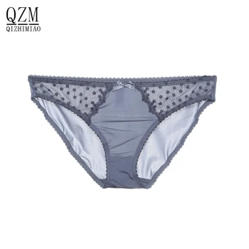 

QIZHIMIAO Sexy Lace Briefs Women Panties White Black Low Rise Underpants Top Lace Floral Lingerie Underwear 3 pieces / lot