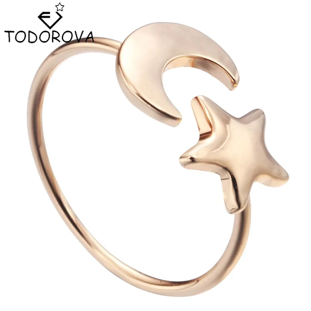 

Todorova Fashion Adjustable Crescent Moon and Tiny Star Rings for Women Wedding Band Engagement ring Brand Jewelry