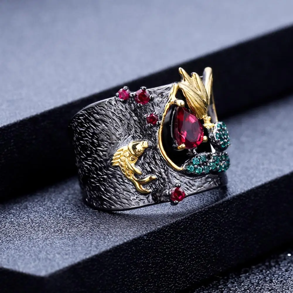 GEM'S BALLET 925 драгоценные камни из стерлингового серебра палец кольцо 0.52Ct натуральный родолит гранат ручной работы Кольца Птицы для женщин