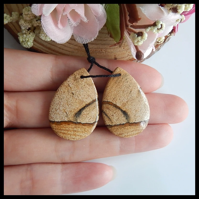 

Wholesale gemstone,Birthday gift,Natural Gemstone Picture Jasper Handmade DIY Supply Jewelry,30x20x5mm,9.1g