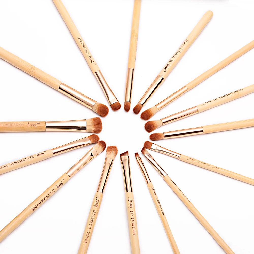 Billige Jessup Pinsel 15 stücke Schönheit Bambus Professionelle Make Up Pinsel Set T137   Kosmetik Taschen Frauen Tasche CB001 Machen up pinsel werkzeuge