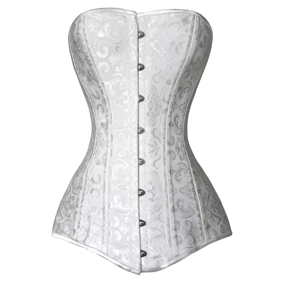 Plus Size Steampunk Corset Double 26 Steel Boned Corset Overbust Long Torso Bustiers Waist Trainer Corsets Shapewear Cincher