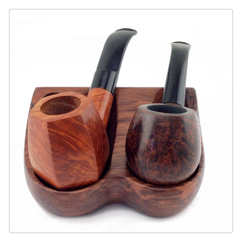 Smoker 2 Seat Carving Tobacco Pipe Holder Net Style Rosewood Smoking