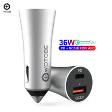 2-портовый Quick QC3.0+ PD 18W адаптер для быстрого автомобильного Зарядное устройство 36 Вт Мощность металлический Алюминий сплав Материал для iPhone/iPad/pixel/samsung/huawei/XIAOMI