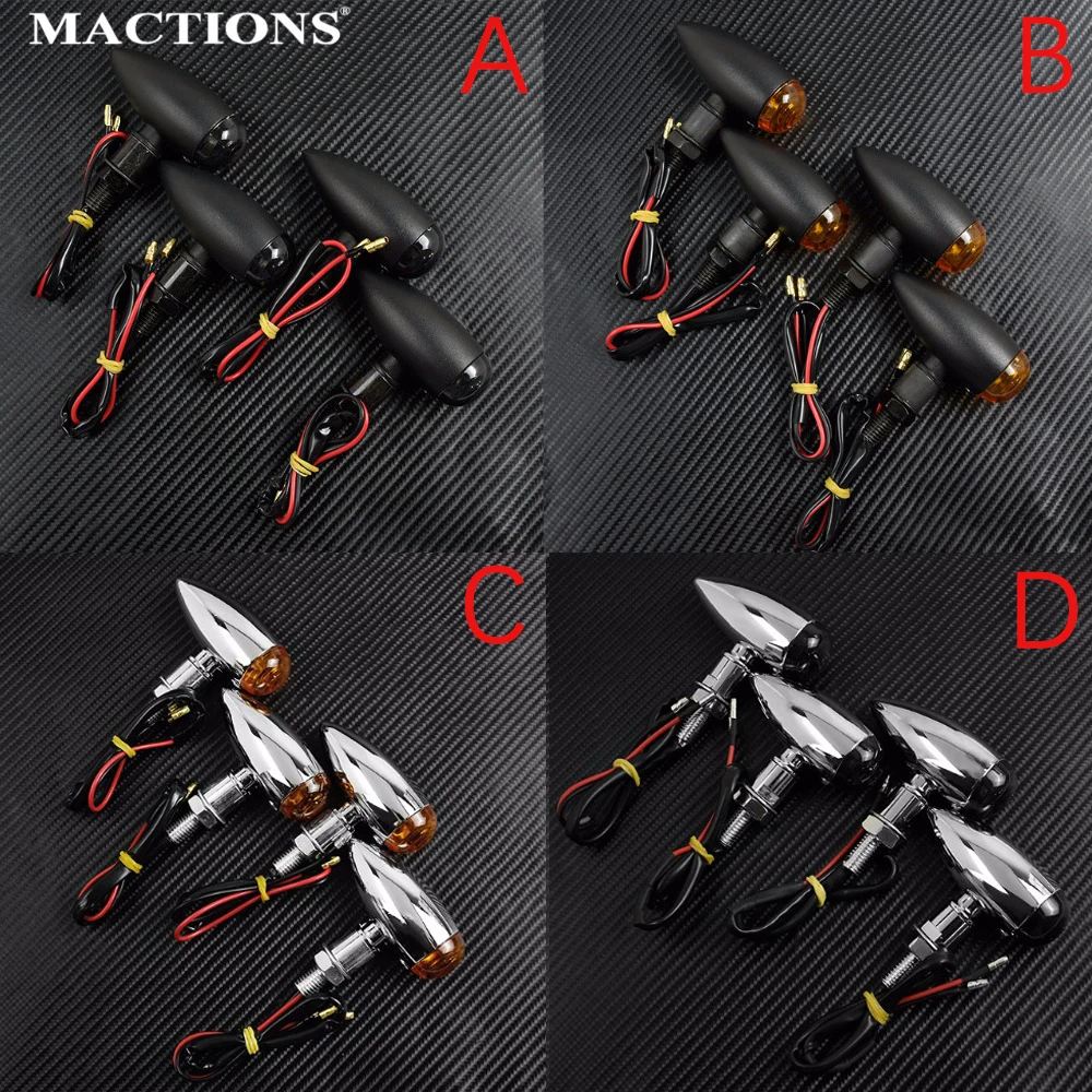 4 шт. черный хром Дым Янтарный 10 мм Пуля указатель поворота светильник для Harley Sportster Bobber Chopper для Honda для Yamaha