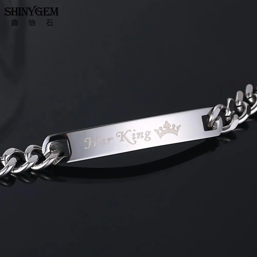 Женский и мужской браслет из нержавеющей стали ShinyGem|Именные браслеты| |