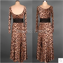 Бальный танцевальный костюм сексуальный был тонкий пояс платье для женщин Высококлассные дикие леопардовые бальные танцы соревнование платье 3 цвета