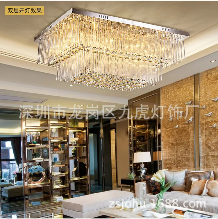 L простая современная хрустальная лампа, лампа для гостиной, роскошная атмосфера, прямоугольная люстра для спальни ресторана, светодиодный