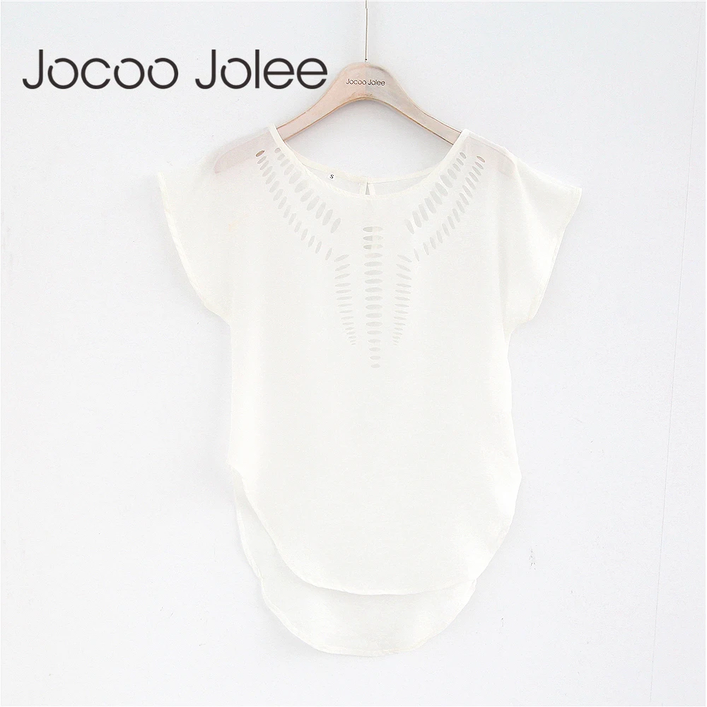 Повседневные женские топы Jocoo Jolee с круглым вырезом ажурная футболка для офиса