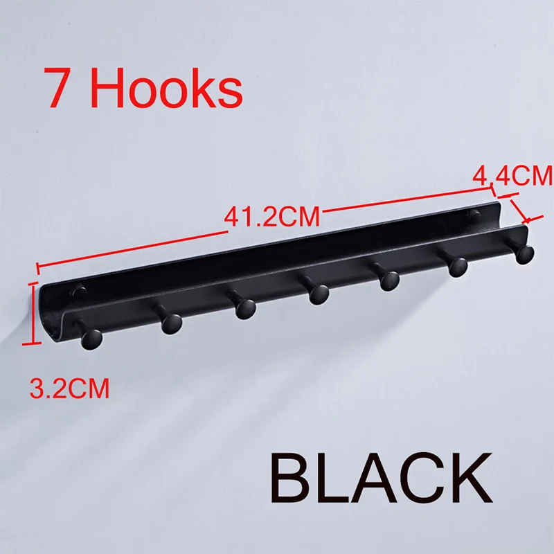 Рифленая алюминиевая одежда черное гальваническое покрытие отделка крючок полотенца для ванной стены крюк двери вешалка одежда крючок многофункциональный