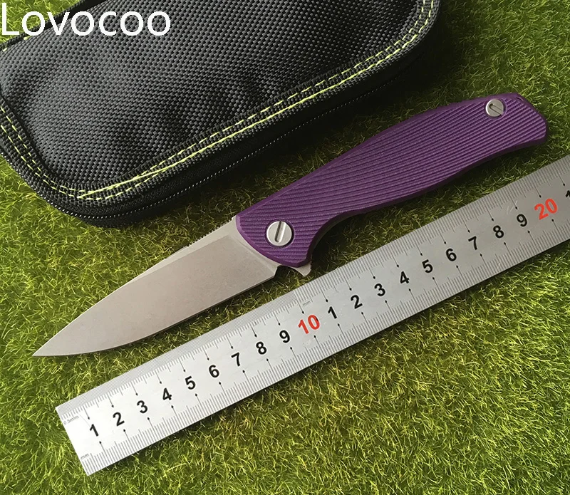 

LOVOCOO 95 HATI purple D2 blade TC4 Titanium Handle Flipper folding knife Outdoor camping hunting pocket ifGt knives EDC tools