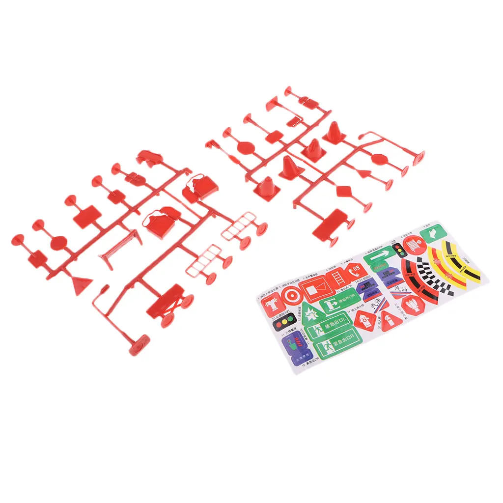28pcs/pack Plastic Traffic Signs Road Sign Miniatures Kids Educational Toy
