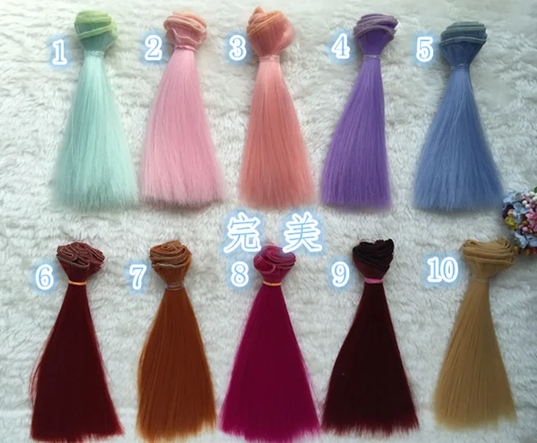 

1pcs 25cm 52colors Colorful Lolita Girl Tresses Doll Wig salon Material Straight Hair Wig For BJD Doll Accessories