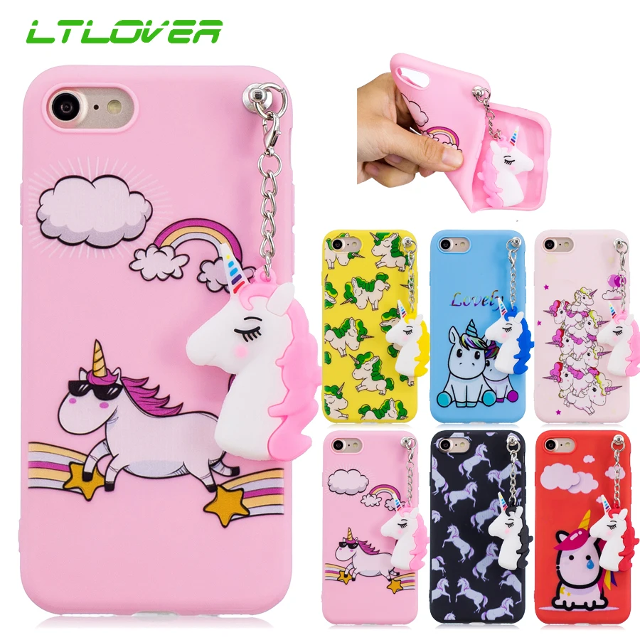 Fashion Unicorn Pendant Case For iPhone X 7 8 Plus 6 6S Cases Cover Soft Silicone Phone Back Capa |
