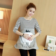 New Long Sleeve Maternity Nursing Tops Pregnancy Breastfeeding Tees Shirt Clothes for Pregnant Women Wear Feedding Clothing B164