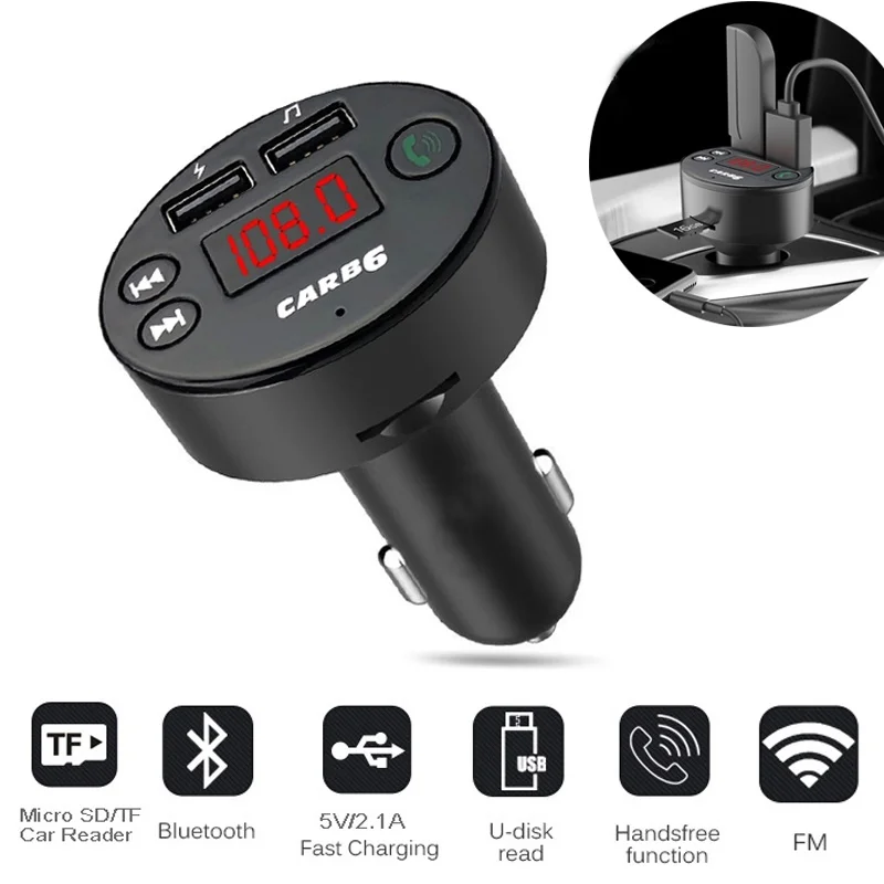 

Universal Car Bluetooth FM Transmitter Hand-free Car MP3 Player USB TF SD Music Playing LCD Display Car Charger