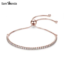 Подлинный стерлингового серебра 925 браслет сверкающая нить браслет цвета розовое золото цепочки, браслеты Кристаллы Женские ювелирные изделия