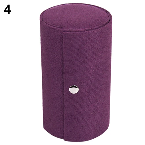 Портативный 3 яруса отсек цилиндр ворс рулон ювелирных изделий Коробка Чехол Органайзер держатель - Цвет: Фиолетовый