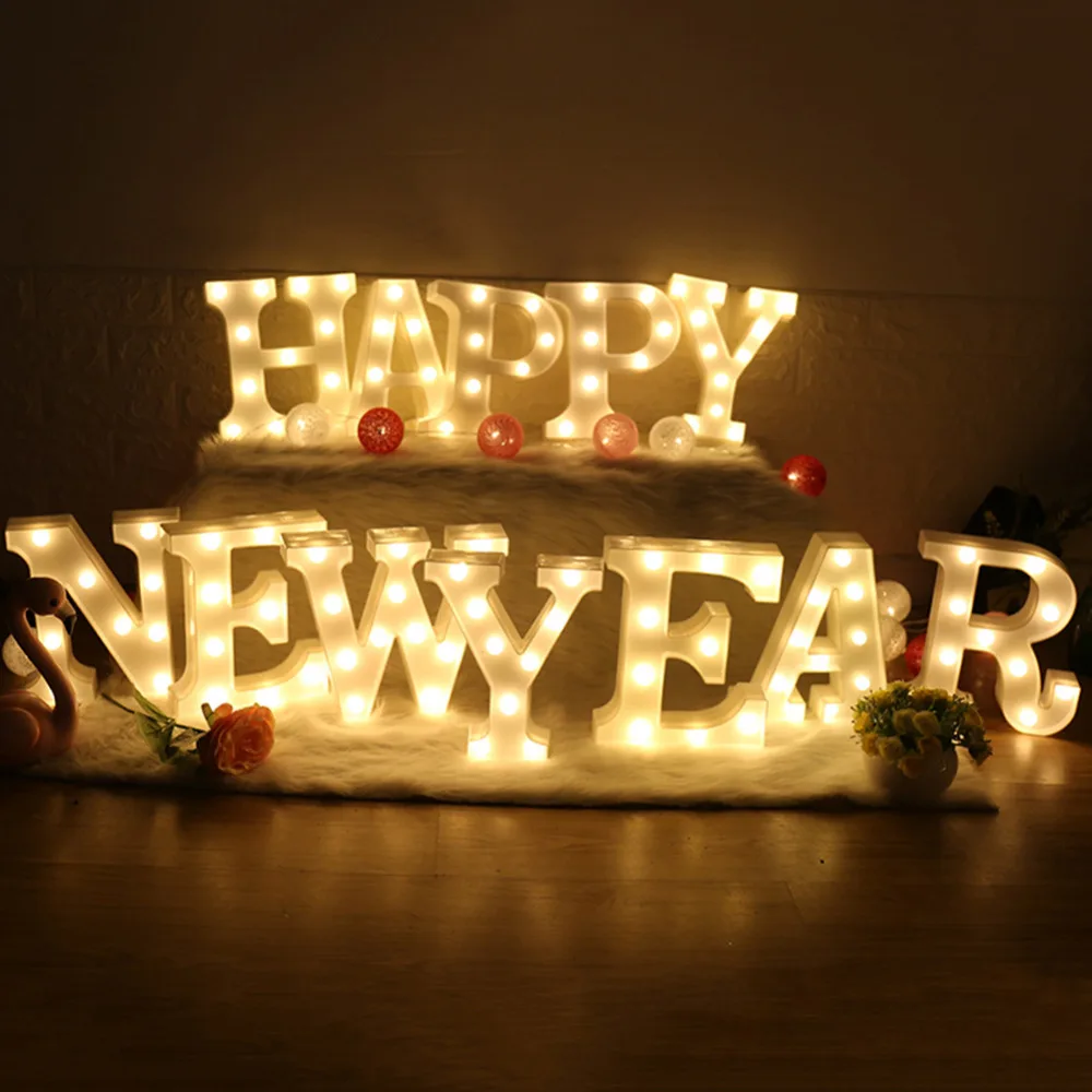 

22CM 3D 26 White Letter LED Marquee Sign Alphabet Light Indoor Wall Hanging Night Light Bedroom Wedding Birthday Party Deco