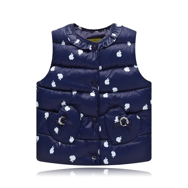 Cute Print Children's Vests Girls Sleeveless Outerwear Jackets Cotton