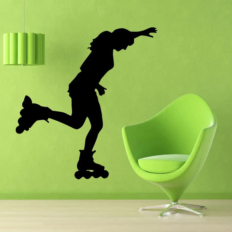 Wall Decals Woman Roller Skater Skating Vinyl Sticker Murals Wall Decor