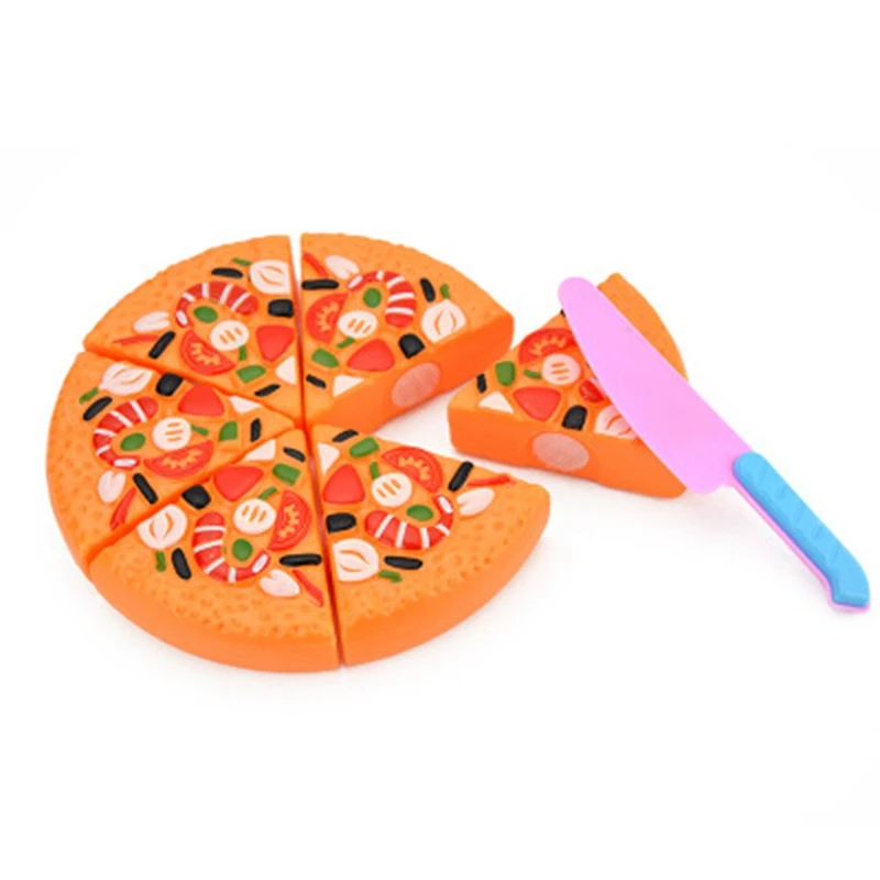 Детское моделирование пиццы, нарезанные для маленьких детей, играя в игры, миниатюрные продукты