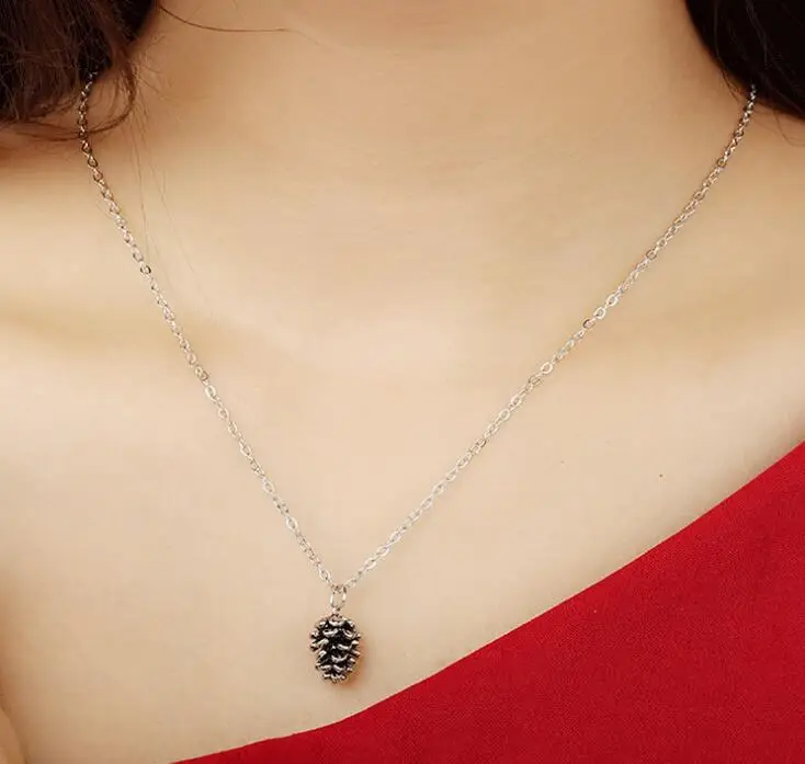 NM031 простой образец растения сосновый кулон конус ожерелье для женщин модные ювелирные изделия оптом