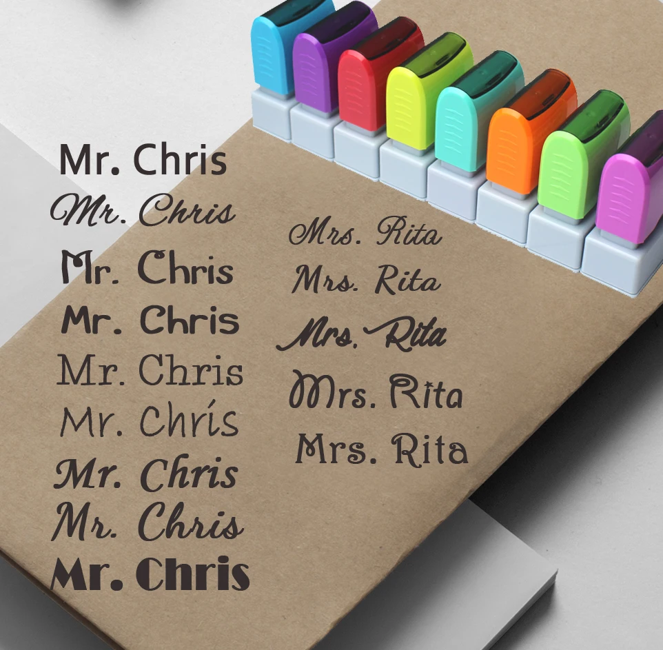 

Teacher Name Custom Stamp Signature Calligraphy Selfing-inking personalized stamp for School and office