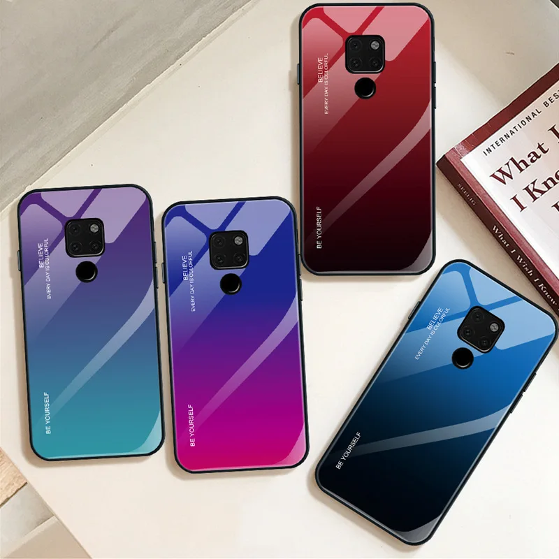 

For Huawei Mate 10 20 Lite Gradient Glass Mobile Phone Shell Anti-fall All-inclusive Mate 20 Pro Silicone Mobile Phone Case