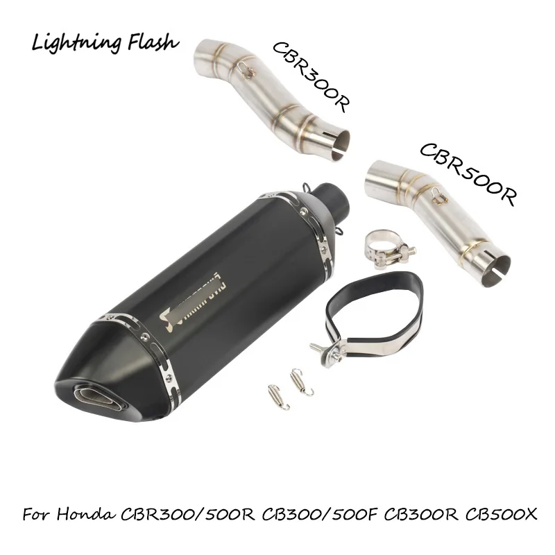 

For Honda CBR300R CB300R CB300F CBR500R CB500X CB500F Motorcycle Exhaust Mid Tail Pipe Stainless Steel Escape DB Killer Slip On