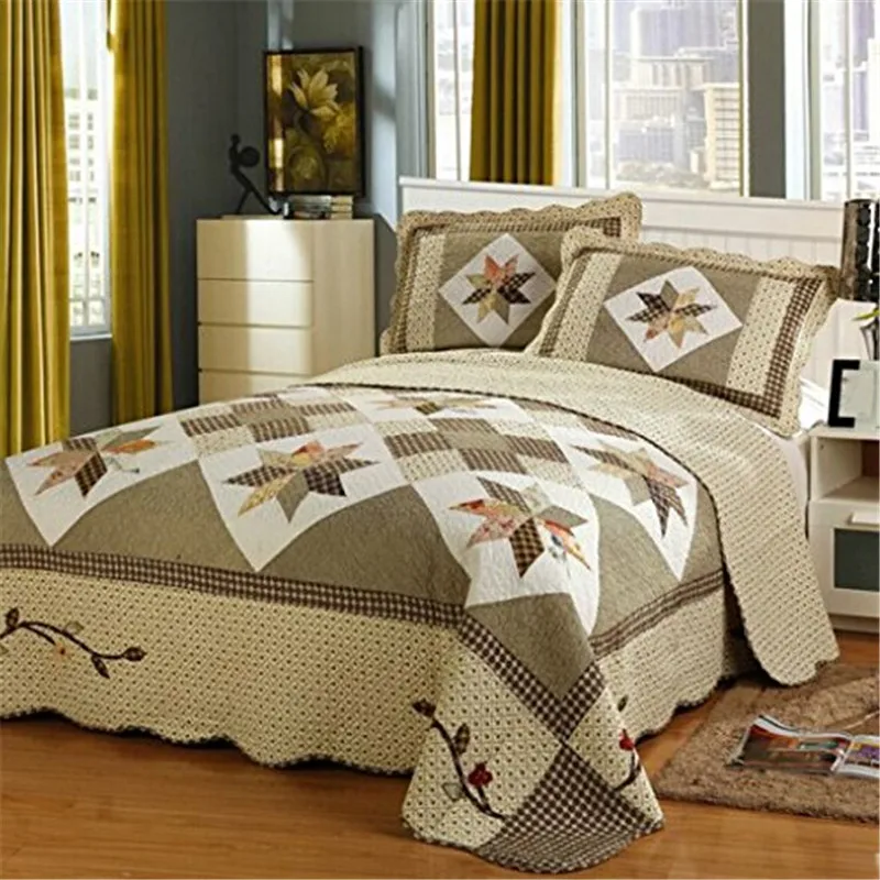 Вышитое летнее одеяло, Комплект постельного белья s, хлопок, стеганое одеяло с двумя наволочками, Королевский размер, Комплект постельного белья из 3 предметов