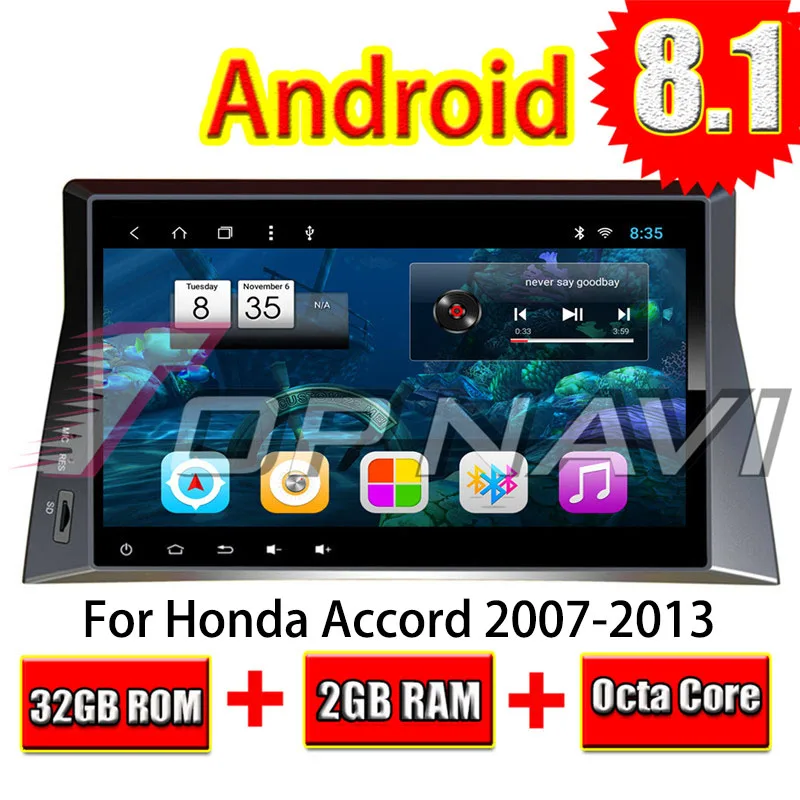 

Topnavi 10.1'' Android 8.1 Autoradio GPS Head Unit 2 Din Car PC Navigation For Honda Accord 2007 2008 2009 2010 2011 2012 2013