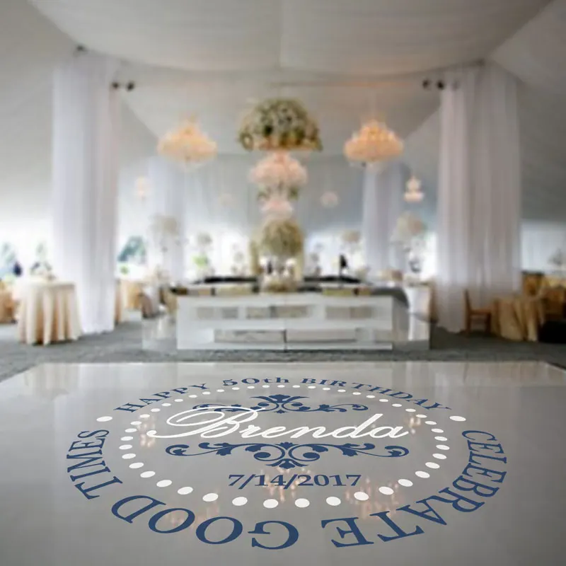

Birthday Party Dancing Floor Decal Vinyl Art wedding Decoration Customized Name Personalized Date Murals Wedding Sticker W396