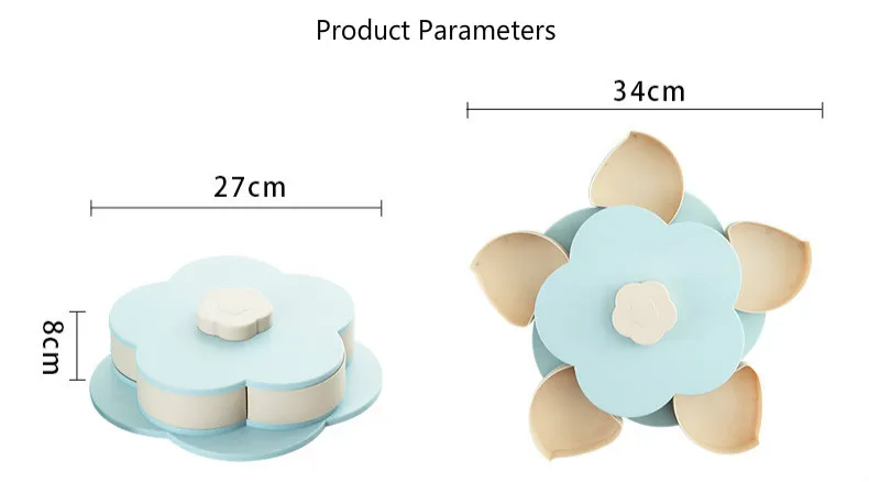 Двойной Слои в форме лепестка Вращающийся Конфеты коробочка, мыльница поднос для закусок пять сетки Сухофрукты чехол Пластик контейнер