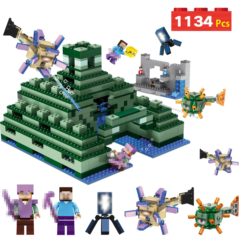 

My World Series Compatible LegoINGlys Minecrafter The Mountain Cave Zombie Blocks Iron Golem Brick Assembly Toys Christmas gift