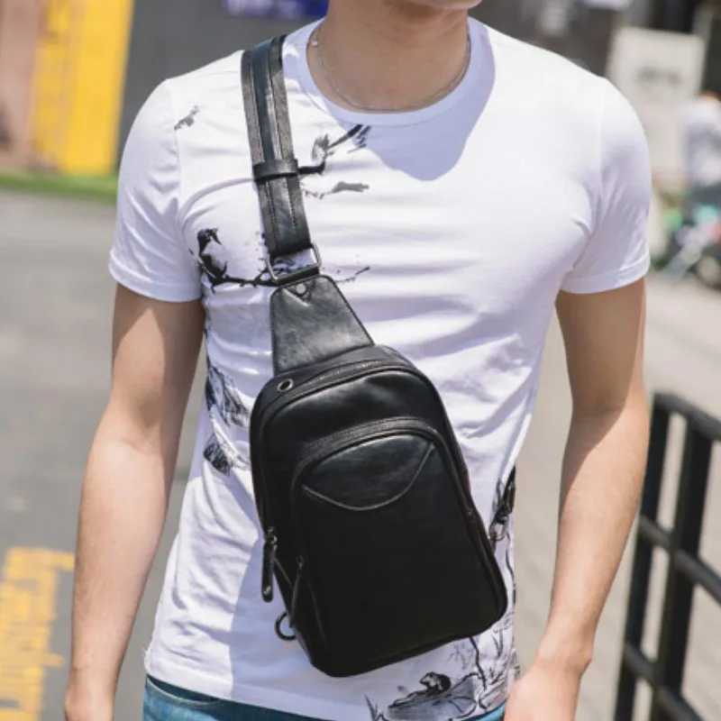 

Tidog fashion men's bags oblique cross bag leather chest bag
