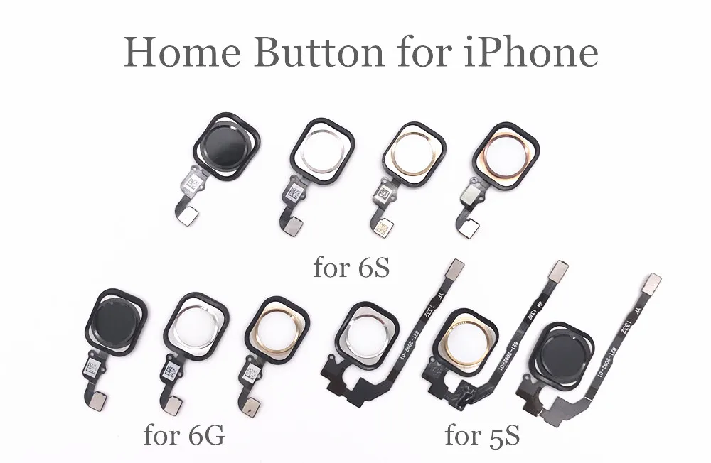 AYJ 10 шт./лот Главная Кнопка для iPhone 5S 6 6plus 6S Plus 5," с шлейфом щебень Pad сборки черный, серебристый цвет розовое золото цвет