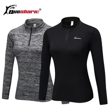QUESHARK, женская зимняя теплая флисовая куртка для бега, рубашка для йоги, фитнеса, спортивная одежда с длинным рукавом, тренировочные плотные толстовки