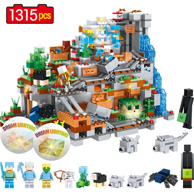 My World Mechanism Cave Building Blocks Compatible LegoING Minecrafted Aminal Alex Action Figures Brick Toys For Children My World Mechanism Cave Building Blocks Compatible LegoING Minecrafted Aminal Alex Action Figures Brick Toys For Children