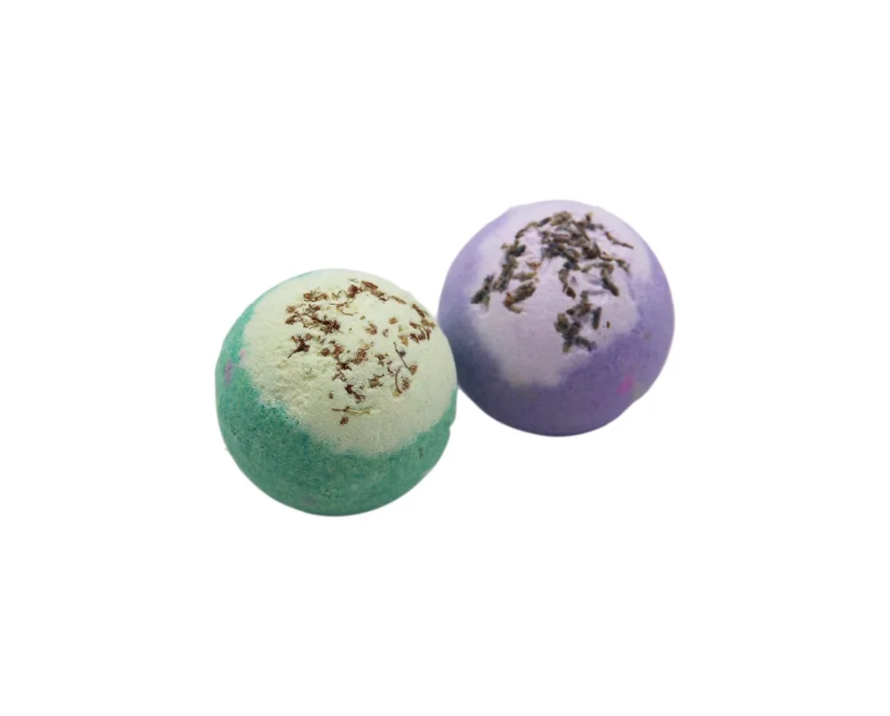 2X120g Organic Bath Bombs Dried Flower Petals Round Sea Salt Moisturizing Lavender Rose Handmade SPA Christmas 2