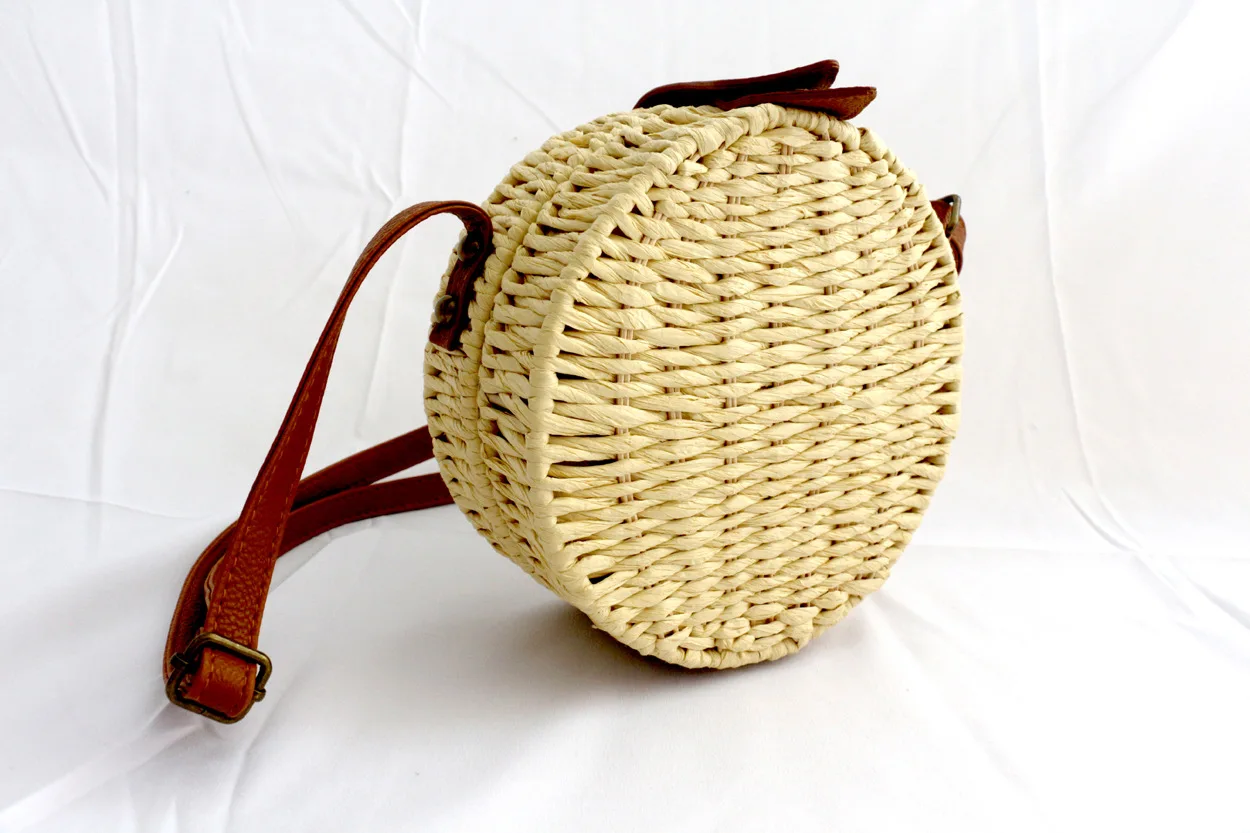 Женская летняя сумка из ротанга,, круглые соломенные сумки, ручная работа, тканая пляжная сумка через плечо, круглая богемная сумка, БАЛИЙСКАЯ коробка