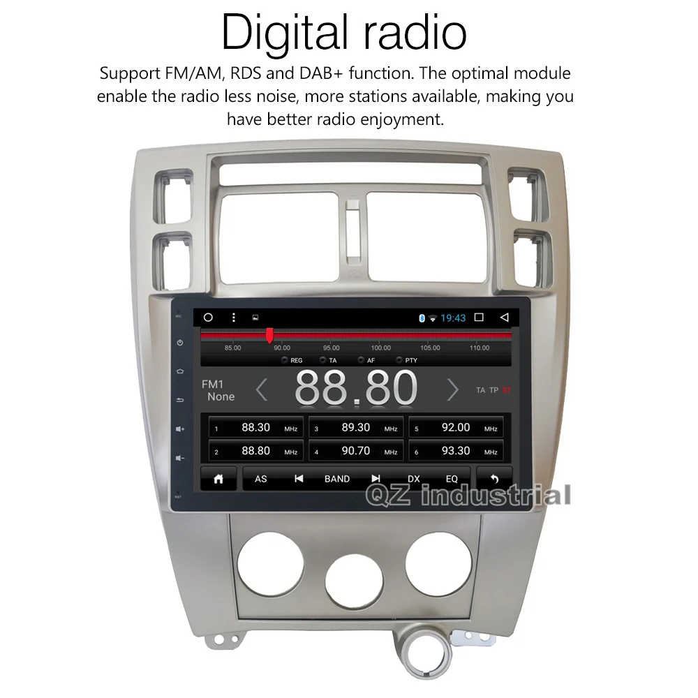 Top QZ industrial HD 10.2" Android 8.1 T3 for Hyundai Tucson MT 2004-2009 Car DVD player with Radio Navi GPS 3G 4G WIFI RDS BT Map 2