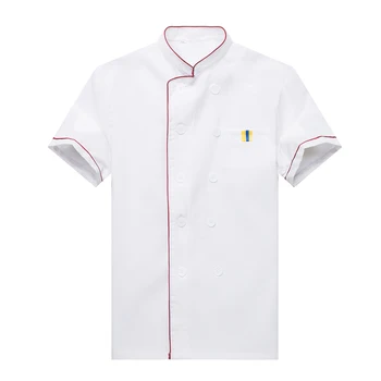 

Summber White Breathable Short-sleeved Chef Jacket Uniform Restaurant Hotel Work Wear Kitchen Man Home Coat Suits Overalls